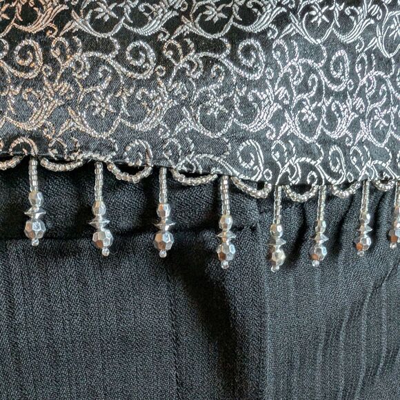 Vintage 90s Cachet Beaded Top Fringe Evening Cocktail Whimsigoth Silver Size 12 - Picture 12 of 12